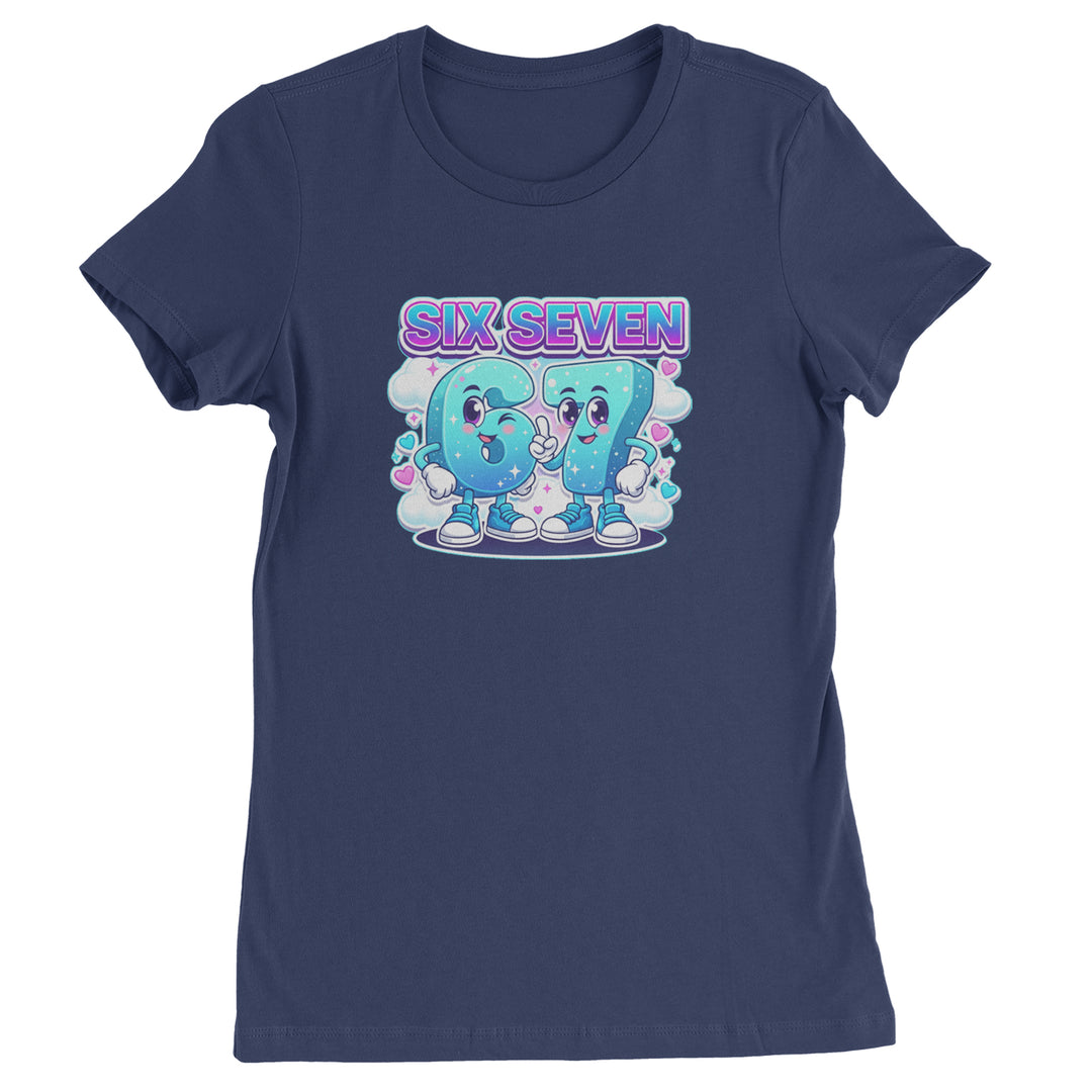 67 Six Seven Meme Kawaii Cloud Womens T-shirt Navy Blue