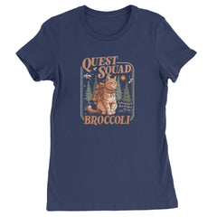Quest Squad Broccoli Cat Fantasy Reader  Womens T-shirt Navy Blue