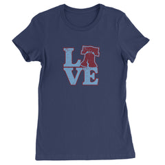 Love Philly Liberty Bell Womens T-shirt Navy Blue
