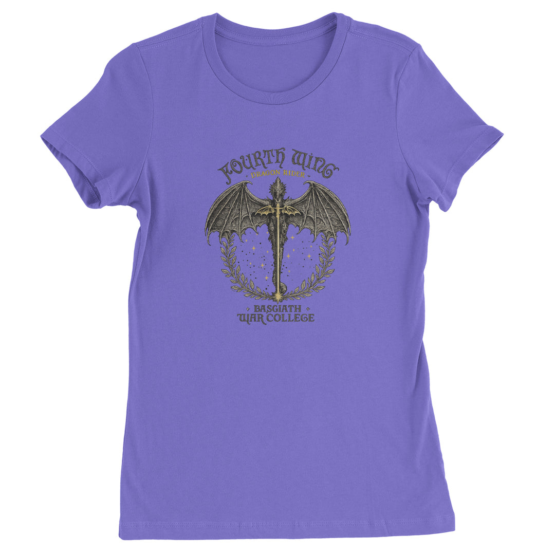 Fourth Wing Dragon Rider Vintage Basgiath War College Womens T-shirt Purple