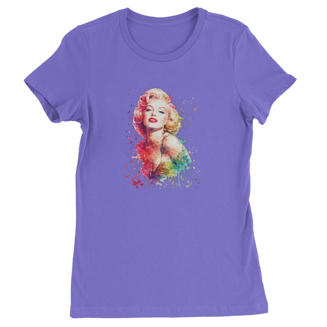 Mrs. Monroe Watercolors Bombshell Womens T-shirt Purple
