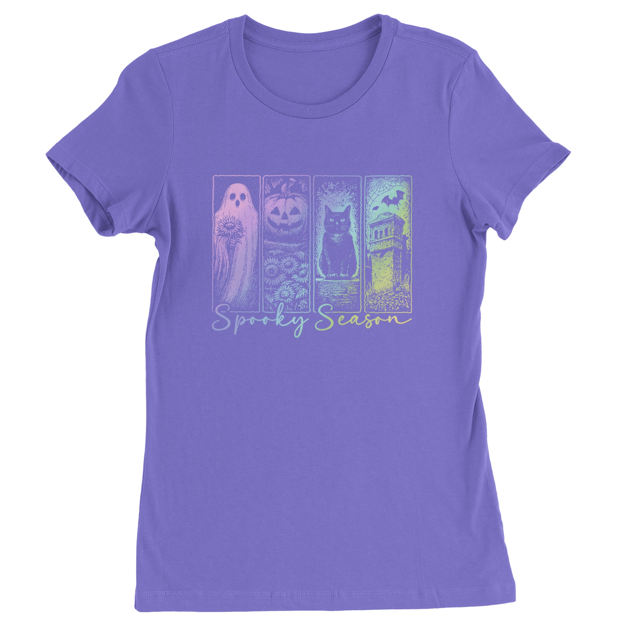 Spooky Season Cute Pastel Halloween Design Womens T-shirt Purple