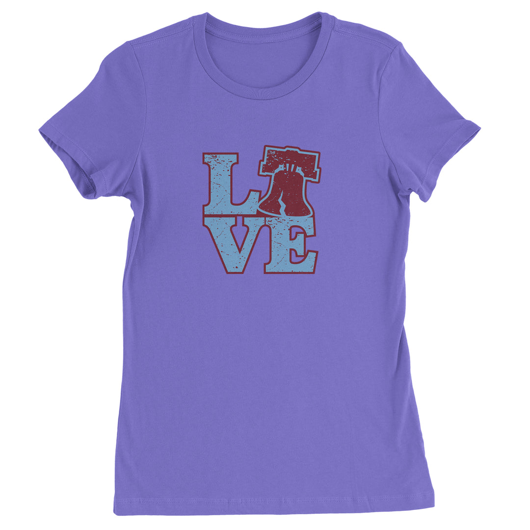 Love Philly Liberty Bell Womens T-shirt Purple