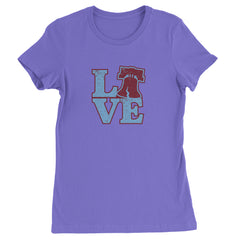 Love Philly Liberty Bell Womens T-shirt Purple