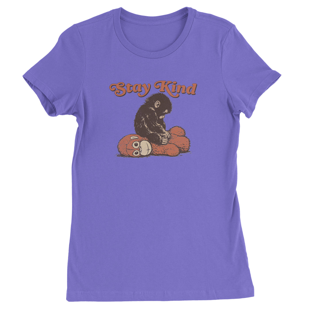 Punch Stay Kind Macaque Womens T-shirt Purple