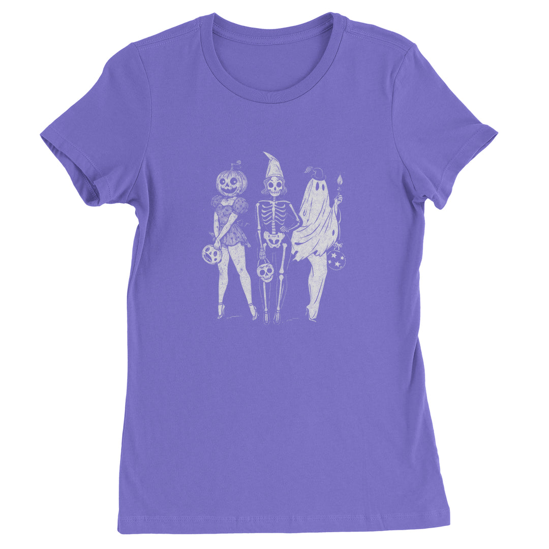 Vintage Spooky Squad Pinup Halloween Design Womens T-shirt Purple