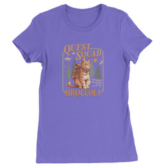 Quest Squad Broccoli Cat Fantasy Reader  Womens T-shirt Purple