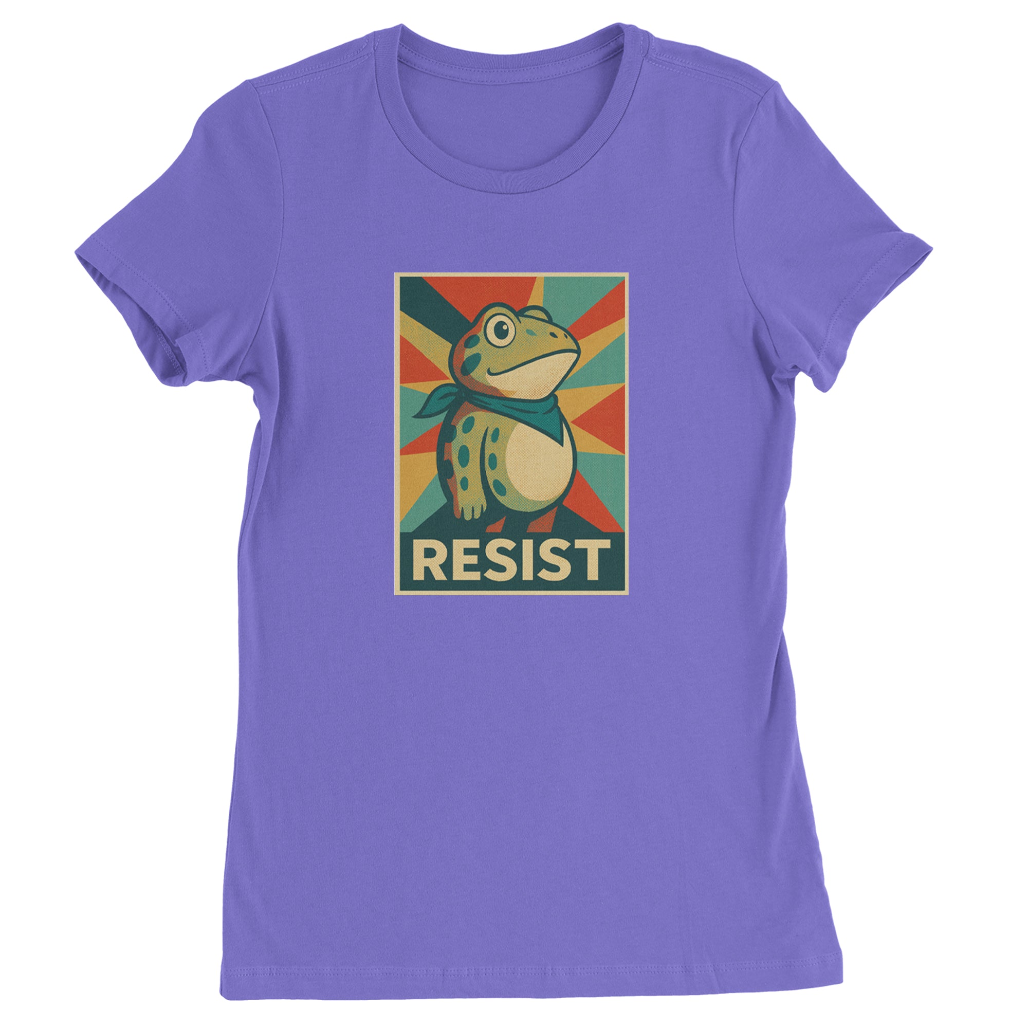 Resist Portland Protest Frog Womens T-shirt Purple