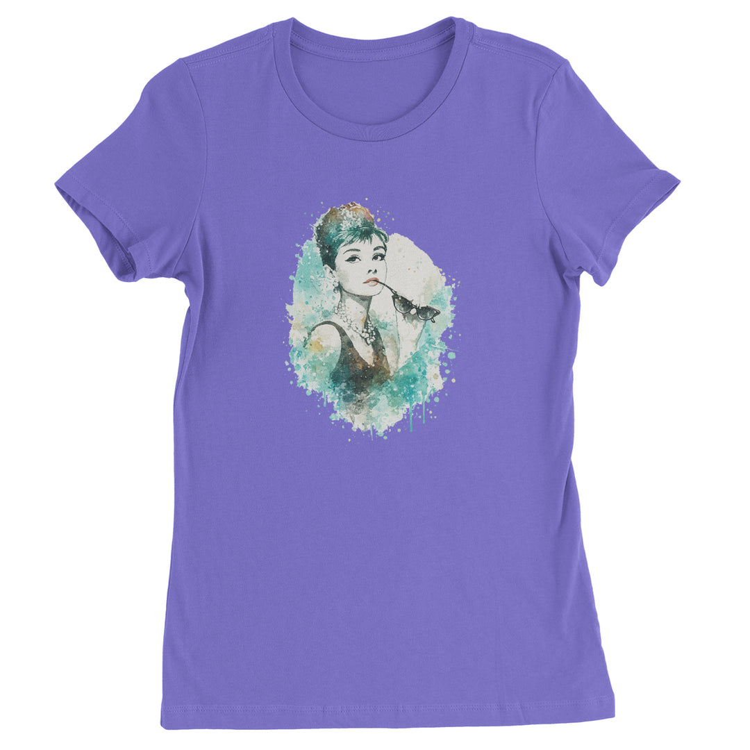 Mrs. Herpburn Iconic Watercolors Womens T-shirt Purple