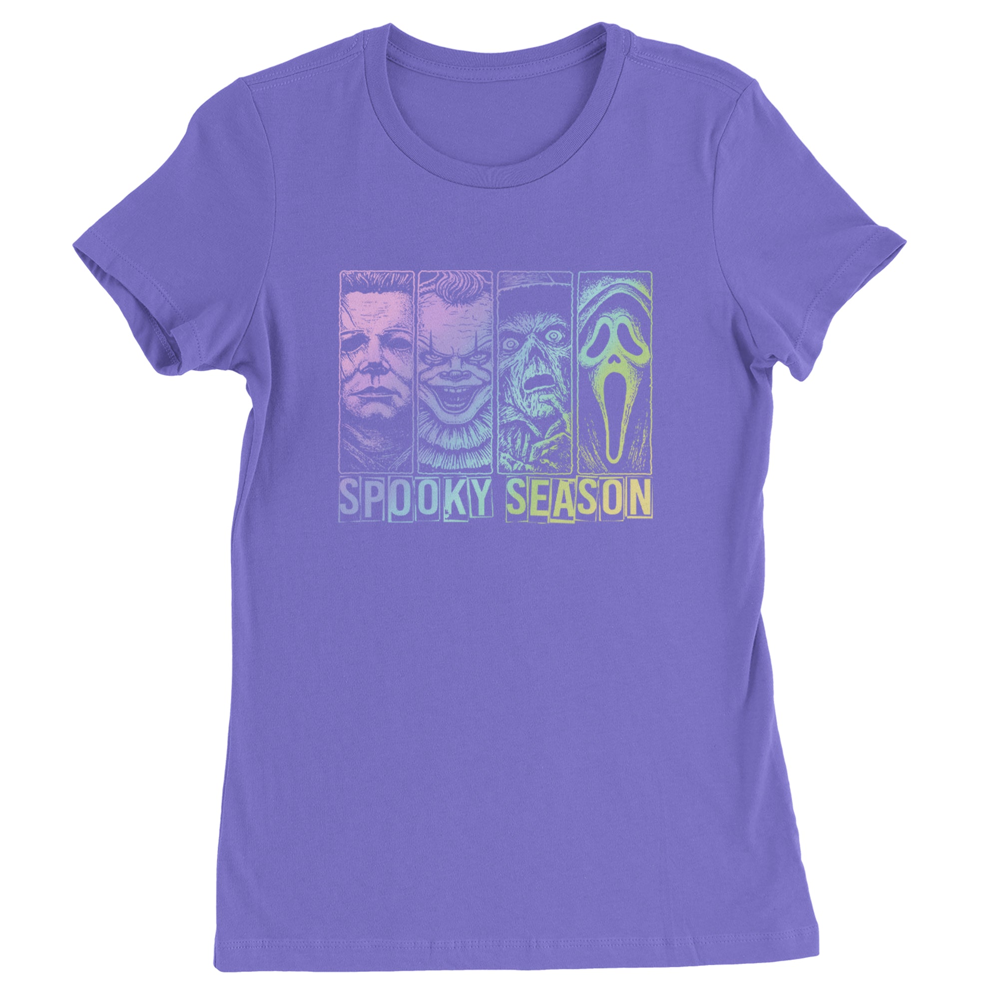 Spooky Season Horror Icons Halloween Womens T-shirt Purple