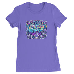 Six Seven 67 Retro Pixel Buddies Womens T-shirt Purple