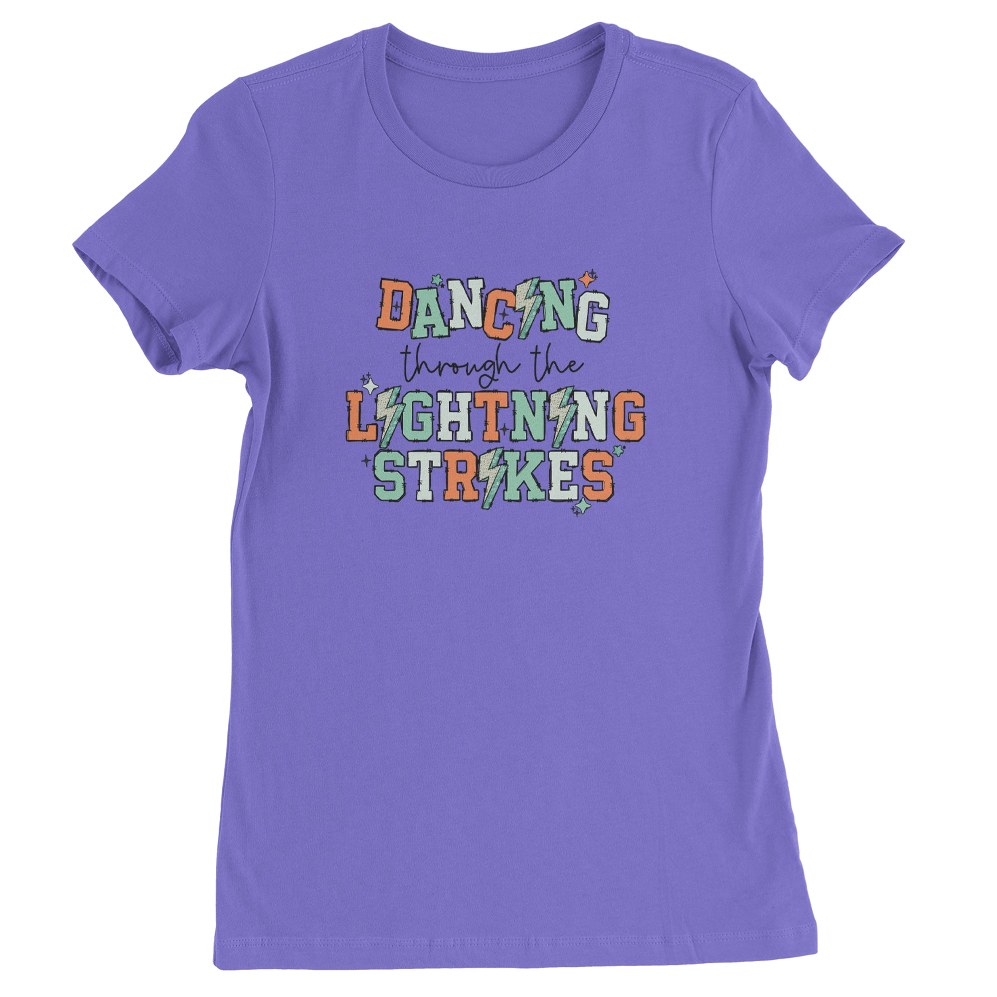 Dancing Through The Lightning Strikes Womens T-shirt Purple