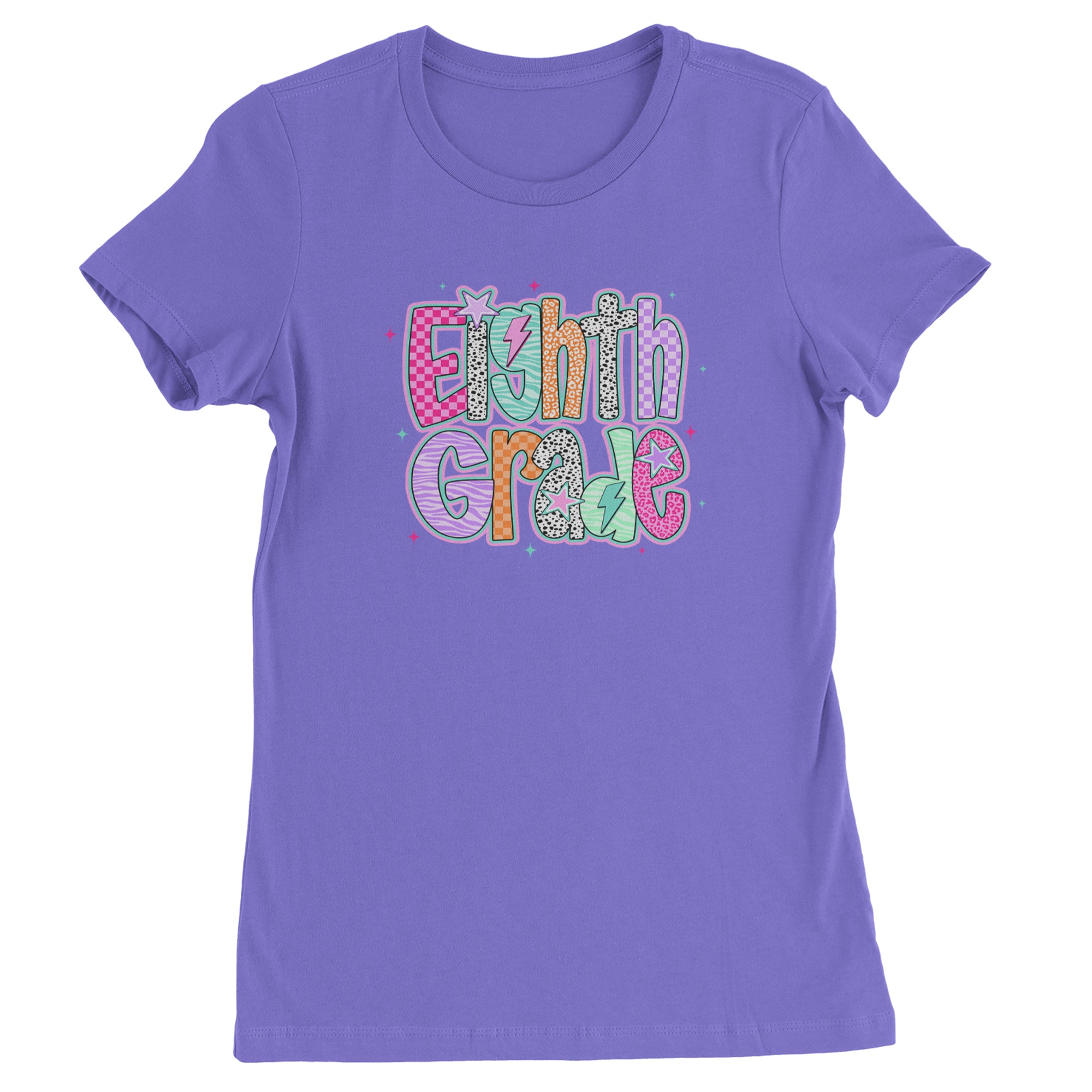 Eighth Grade Energy Colorful Back to School Womens T-shirt Purple