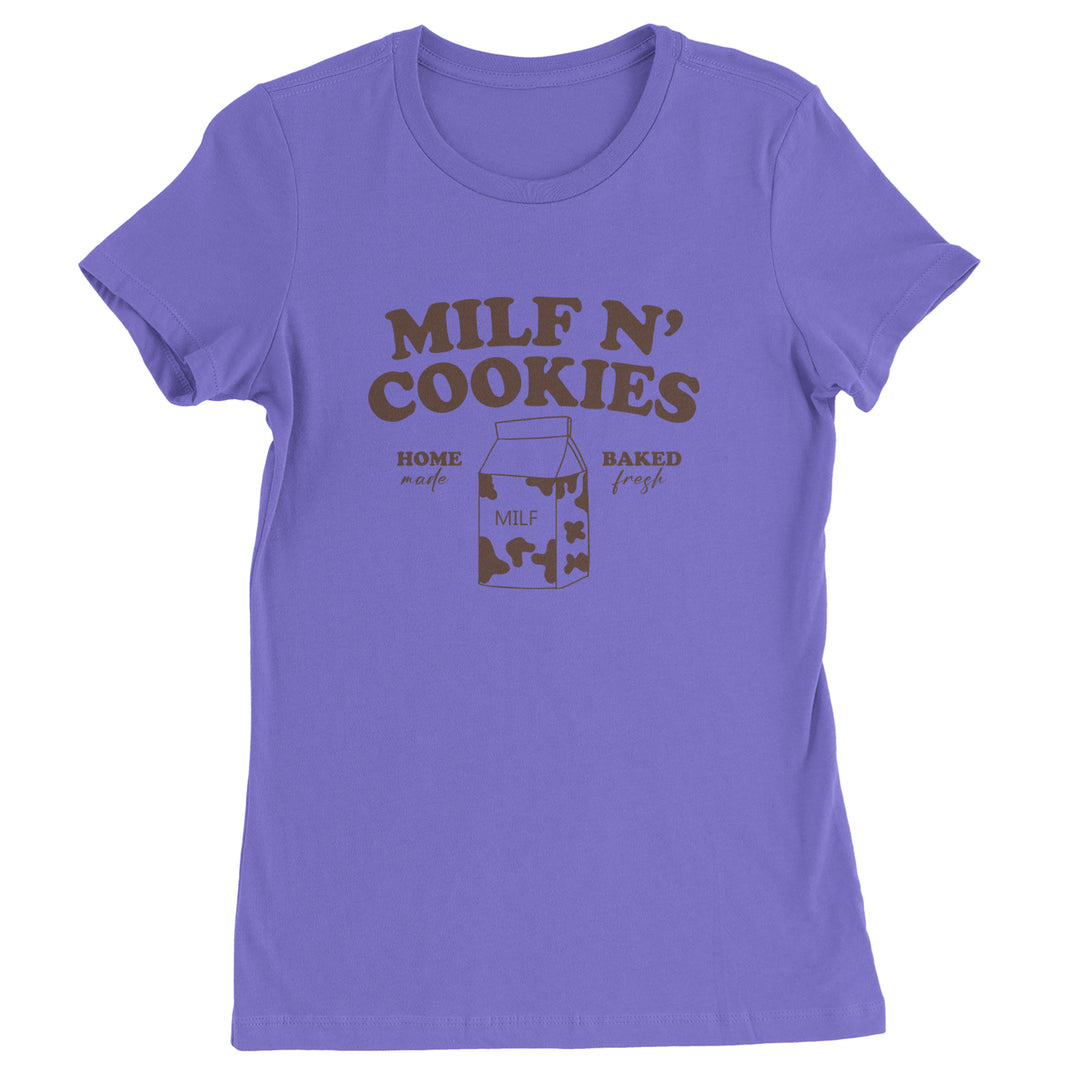 Milf And Cookies graphic on Women's Heavyweight Cotton T-Shirt in Purple