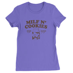 Milf And Cookies graphic on Women's Heavyweight Cotton T-Shirt in Purple