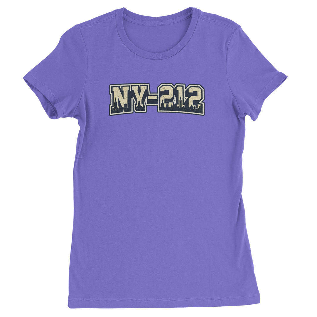 New York City 212 Area Code Skyline  Womens T-shirt Purple