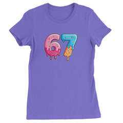67 Dripping Ice Cream Donut Melt Womens T-shirt Purple