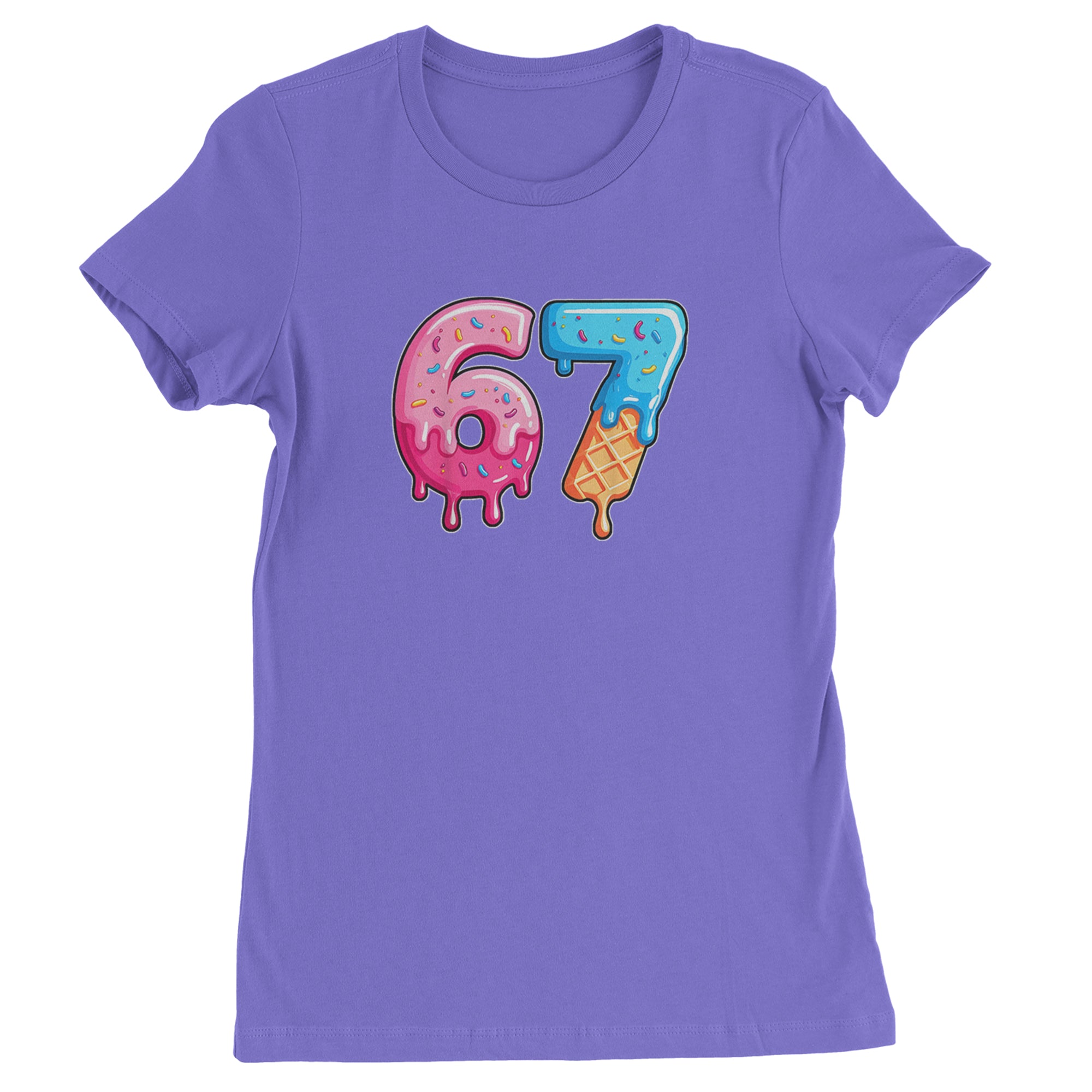 67 Dripping Ice Cream Donut Melt Womens T-shirt Purple