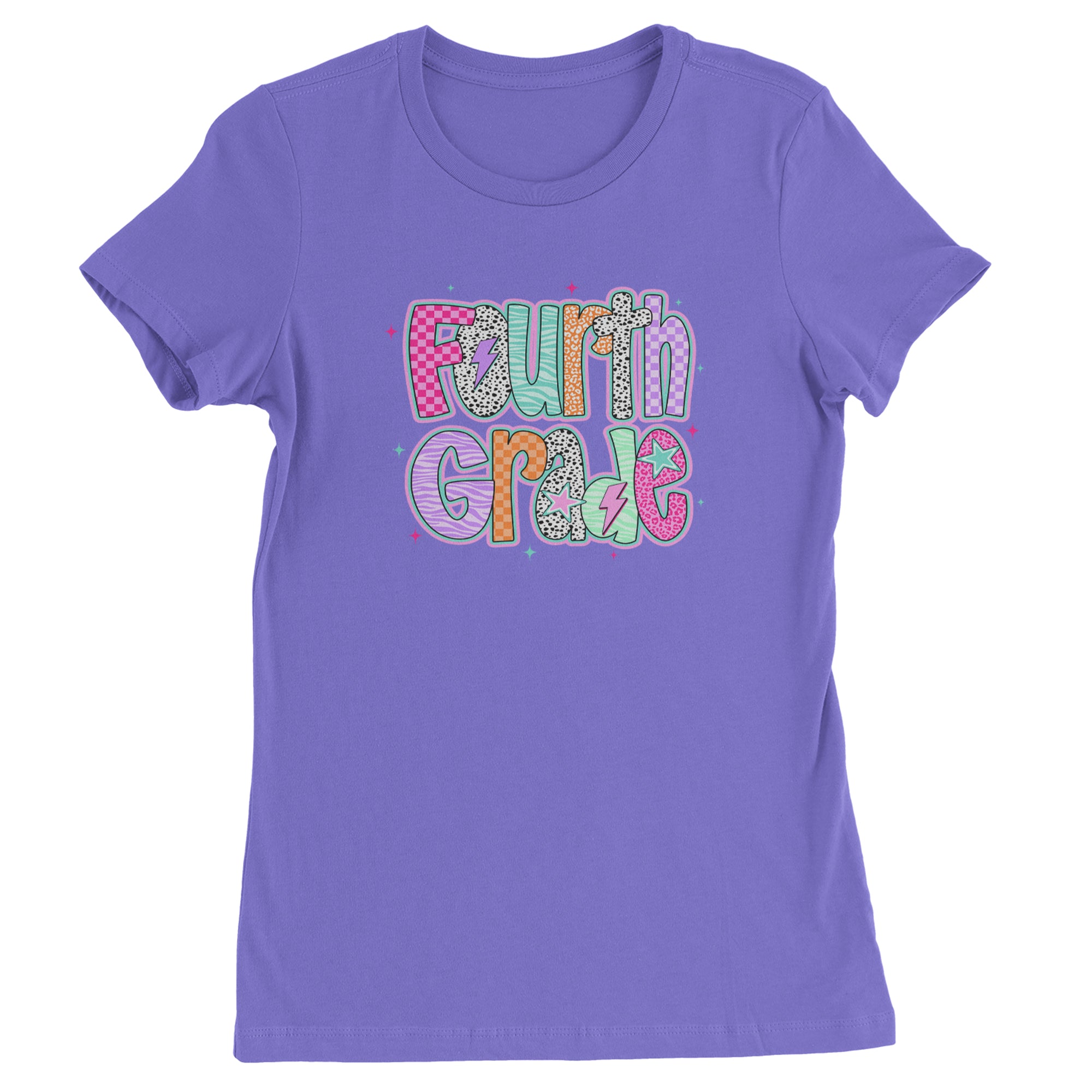 Fourth Grade Fierce Colorful Back to School Womens T-shirt Purple