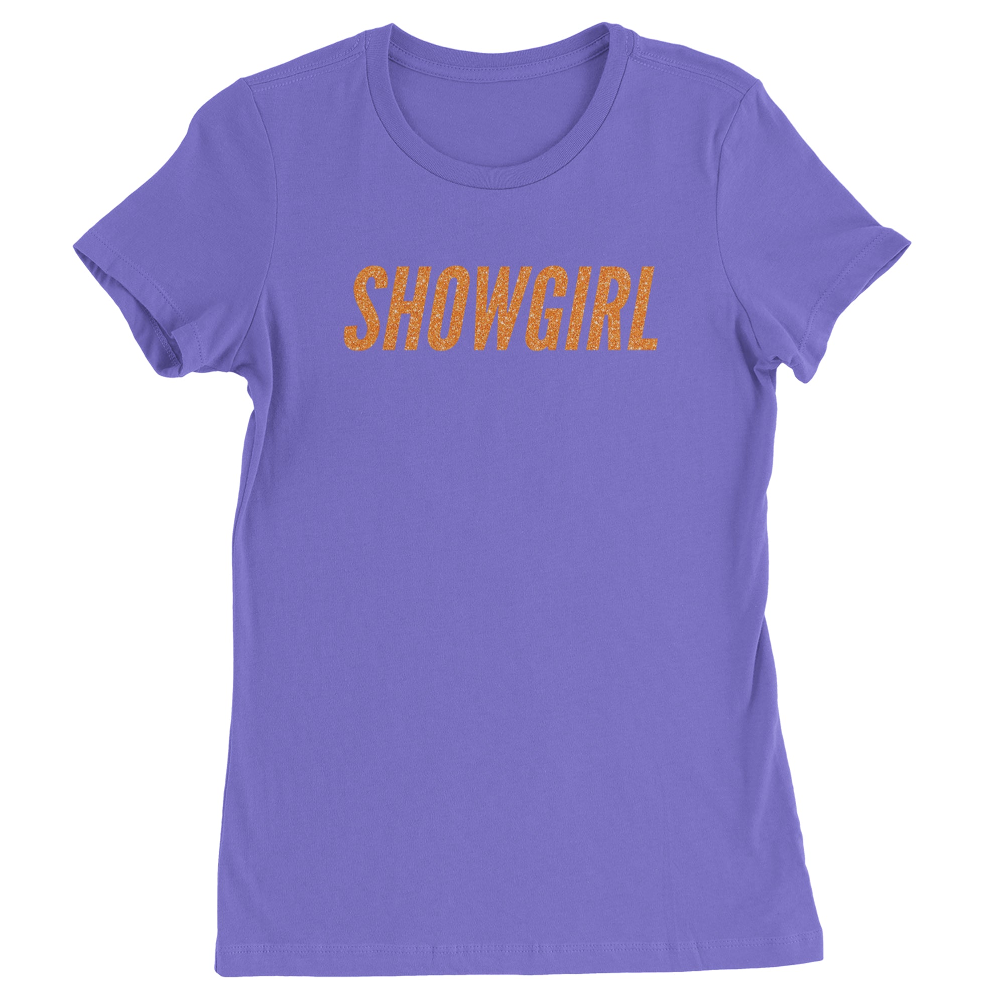 Showgirl Orange Glitter Womens T-shirt Purple