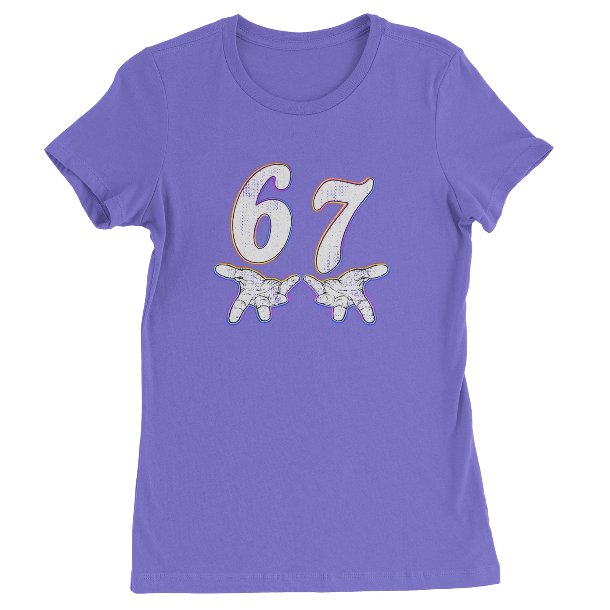 67 Hands Meme Viral Drill Womens T-shirt Purple