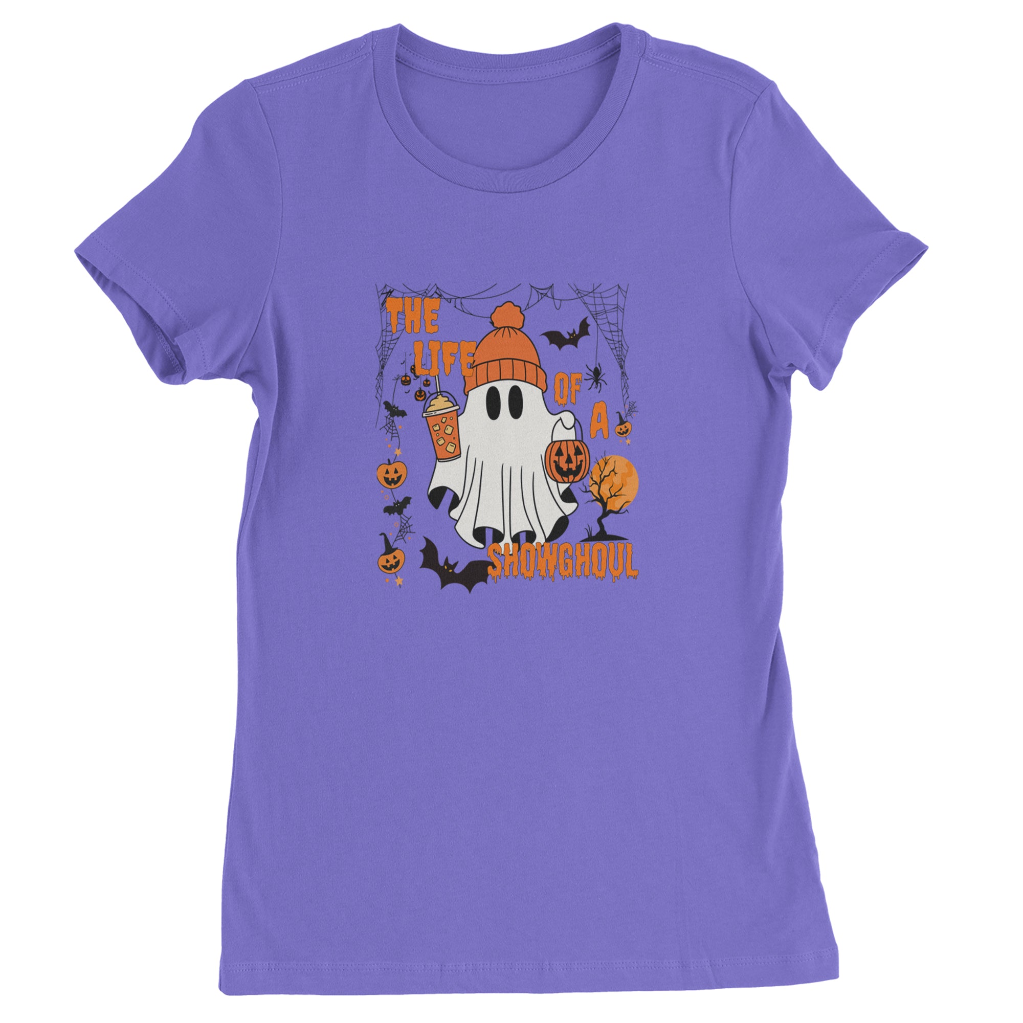 Life of a Showghoul Halloween Showgirl Vibes Womens T-shirt Purple
