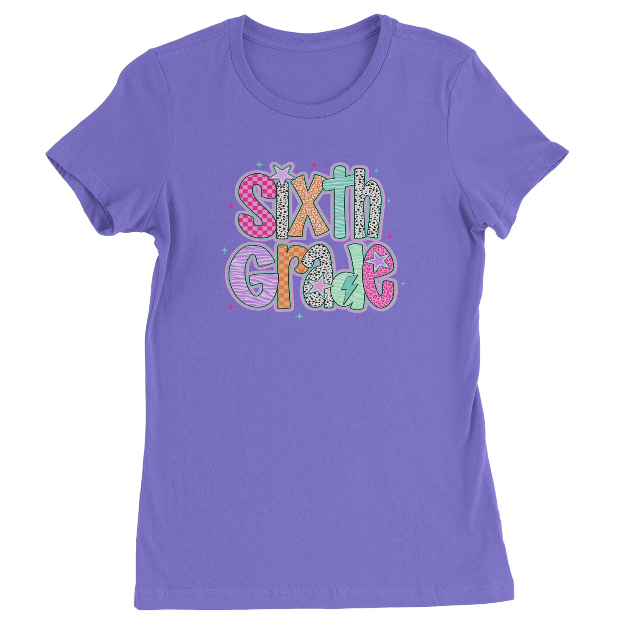 Sixth Grade Colorful Back to School Womens T-shirt Purple