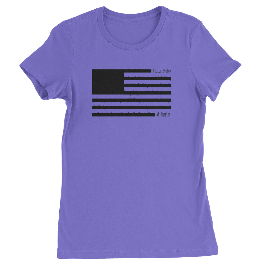 Redacted American Flag Womens T-shirt Purple