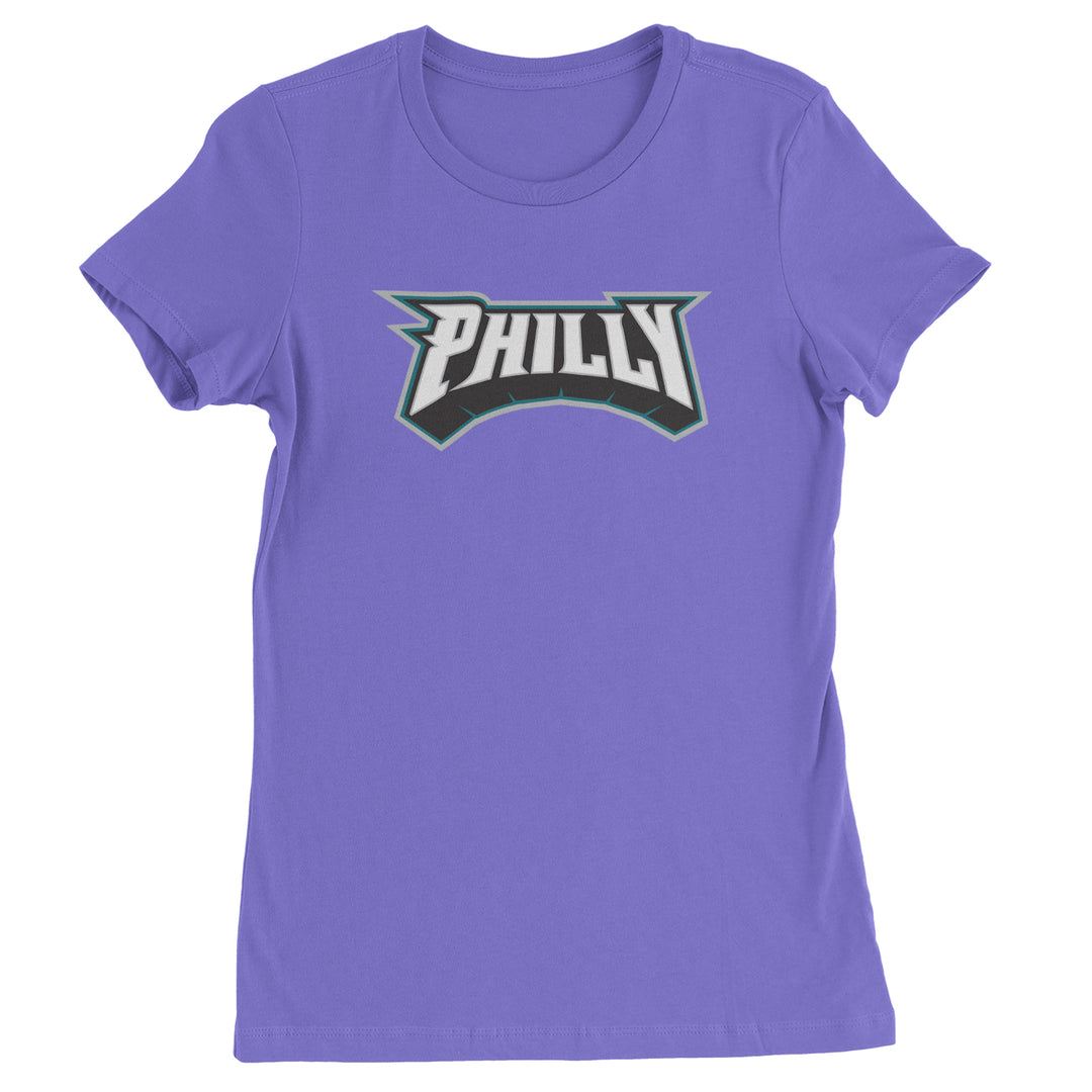 Philly Bold Block Throwback Womens T-shirt Purple