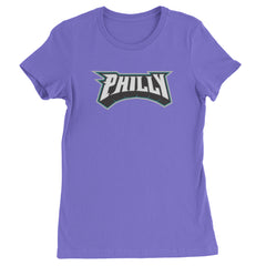 Philly Bold Block Throwback Womens T-shirt Purple