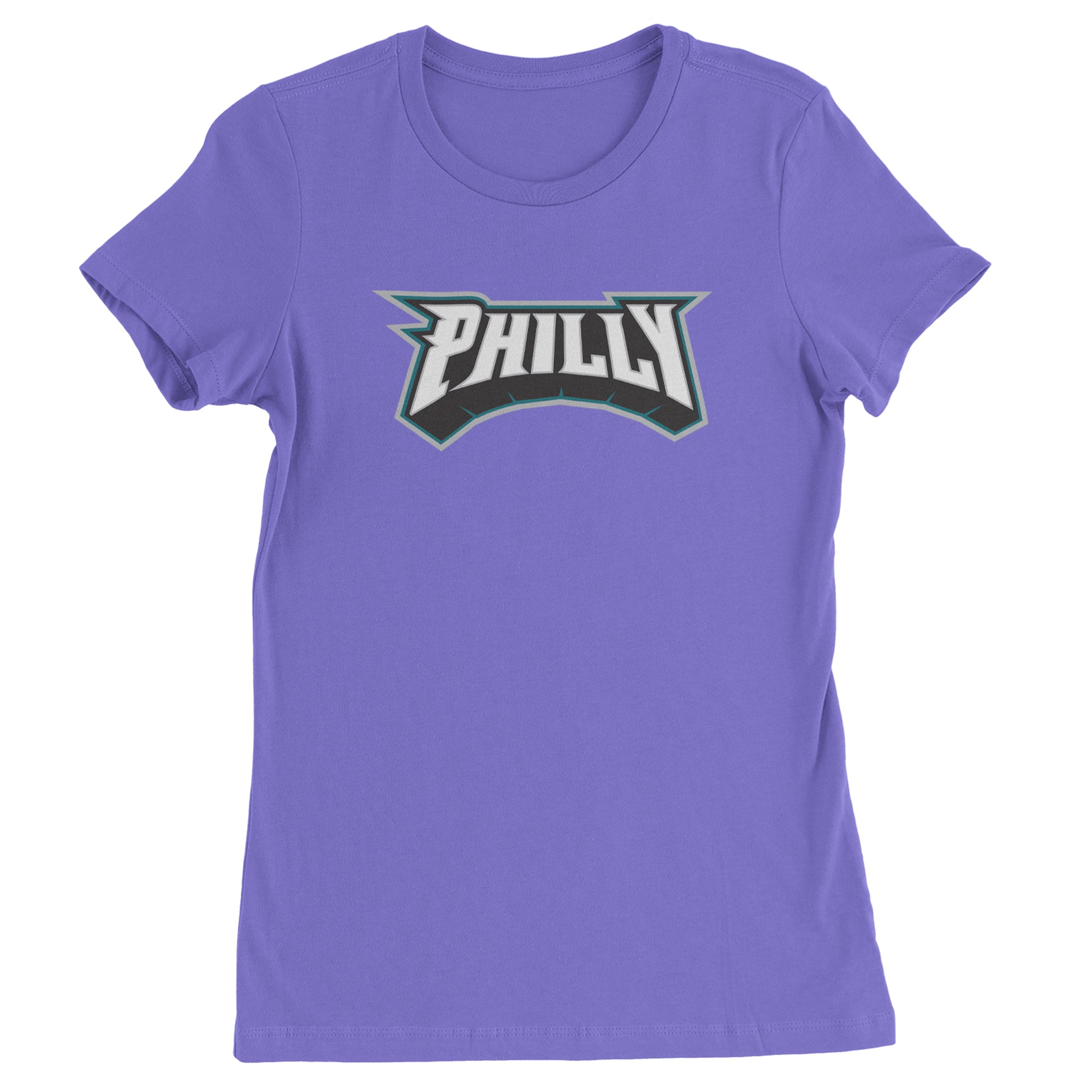 Philly Bold Block Throwback Womens T-shirt Purple