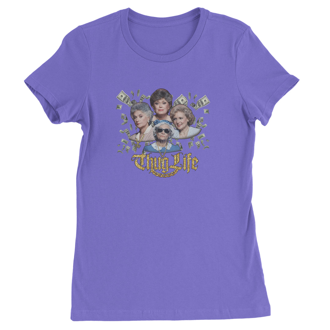 Golden Chain Thug Life Girls Womens T-shirt Purple