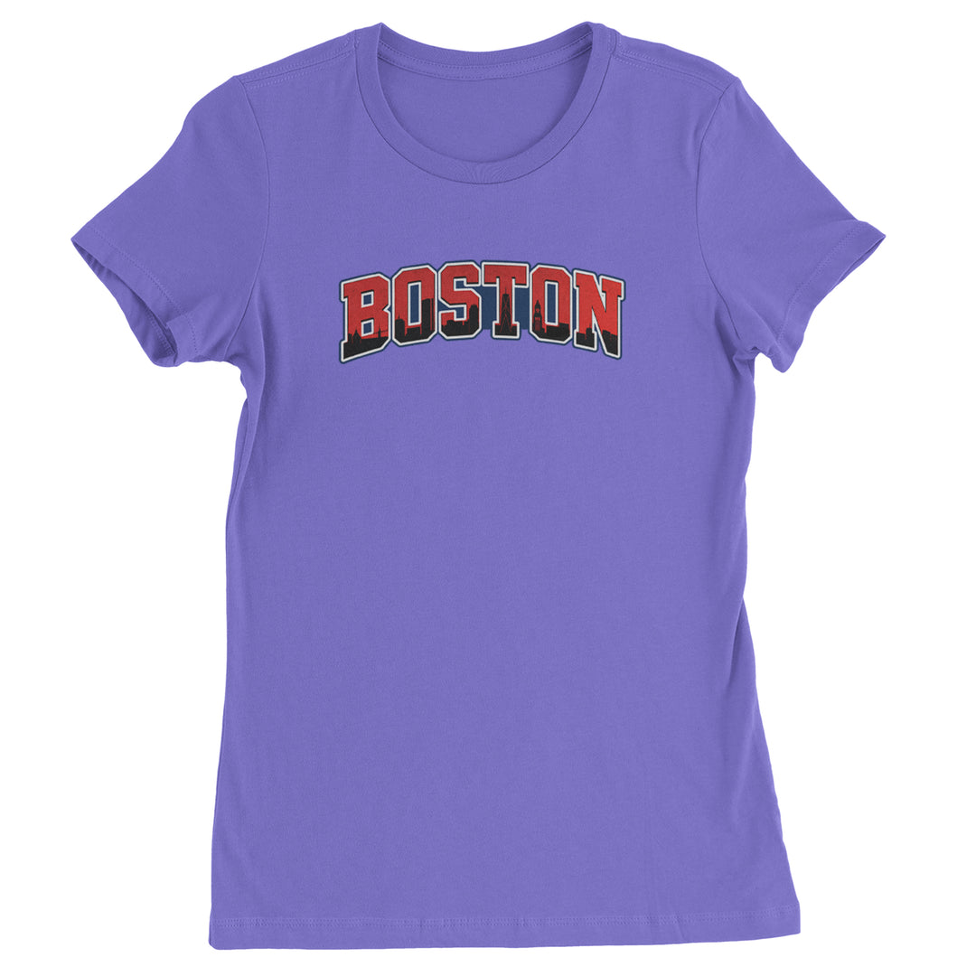 Boston City Pride Skyline Womens T-shirt Purple
