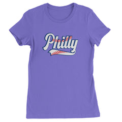 Philly Baseball Stitching Womens T-shirt Purple