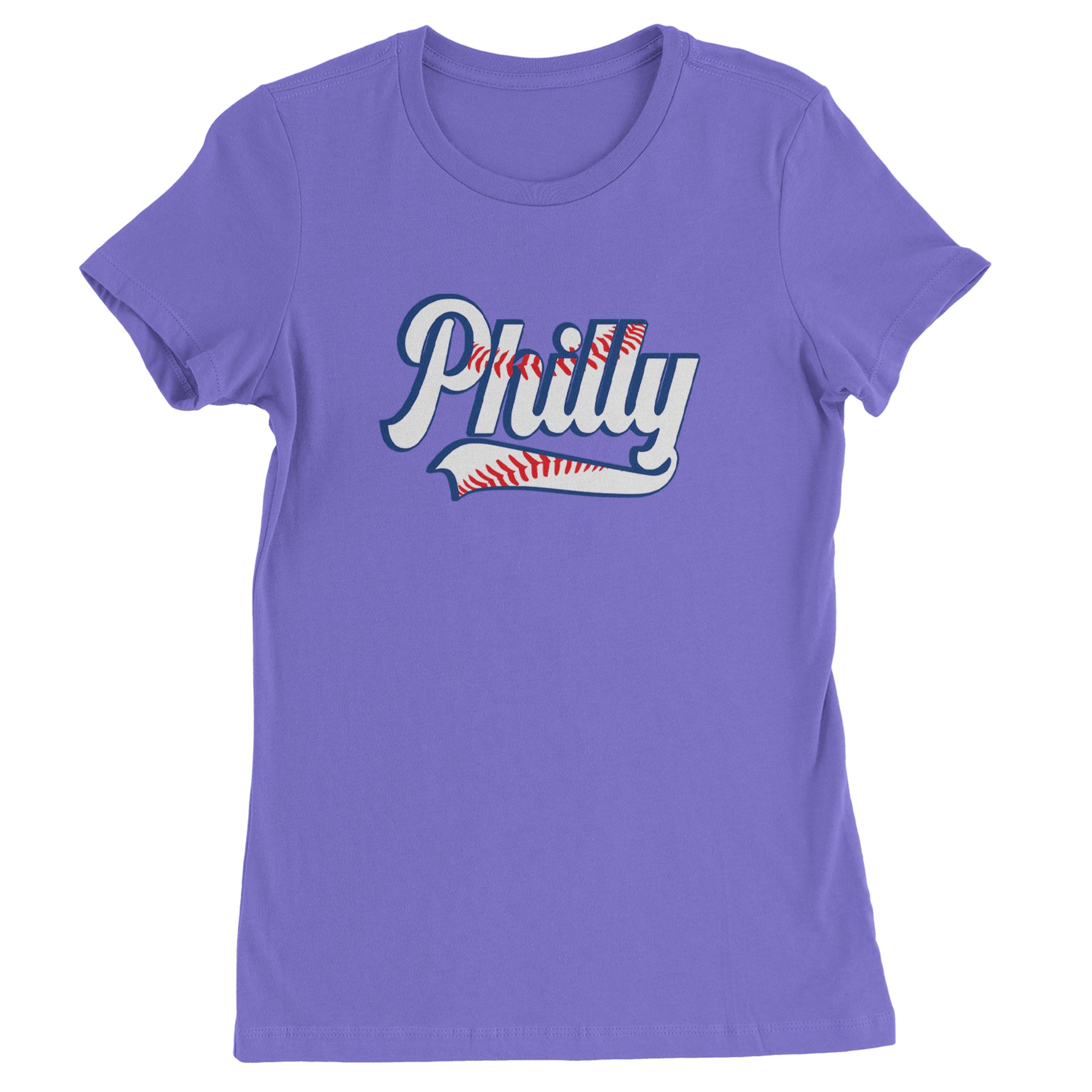 Philly Baseball Stitching Womens T-shirt Purple