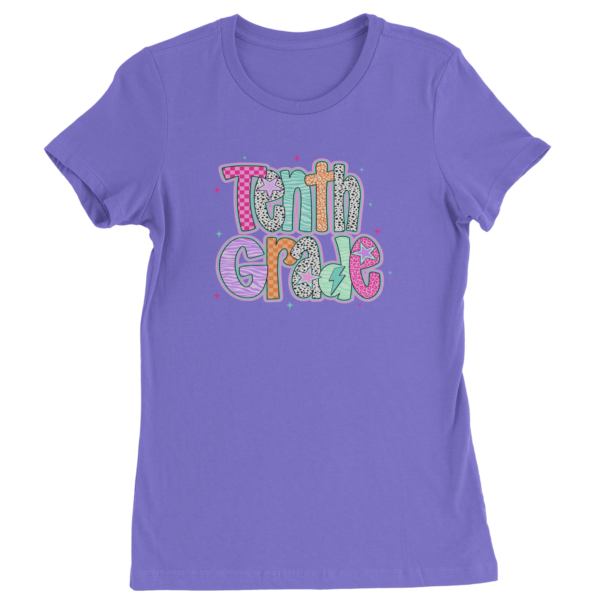 Tenth Grade Trendsetter Colorful Back to School Womens T-shirt Purple