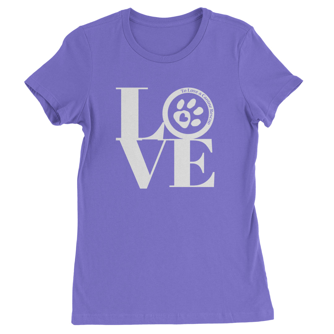 TLC LOVE Dog Rescue Womens T-shirt Purple