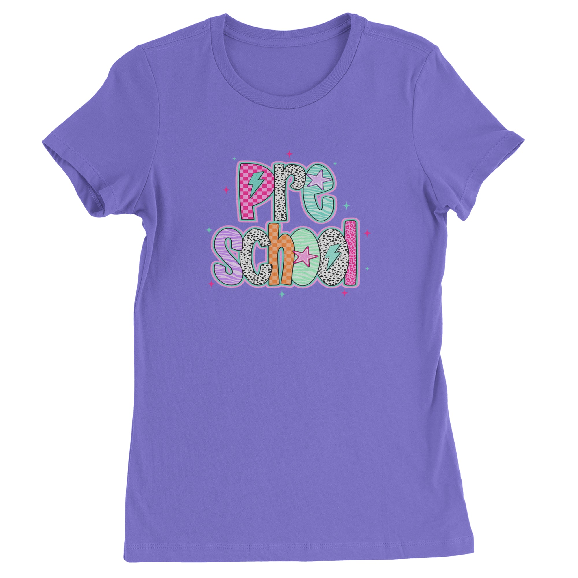 Preschool Power Colorful Back to School Womens T-shirt Purple