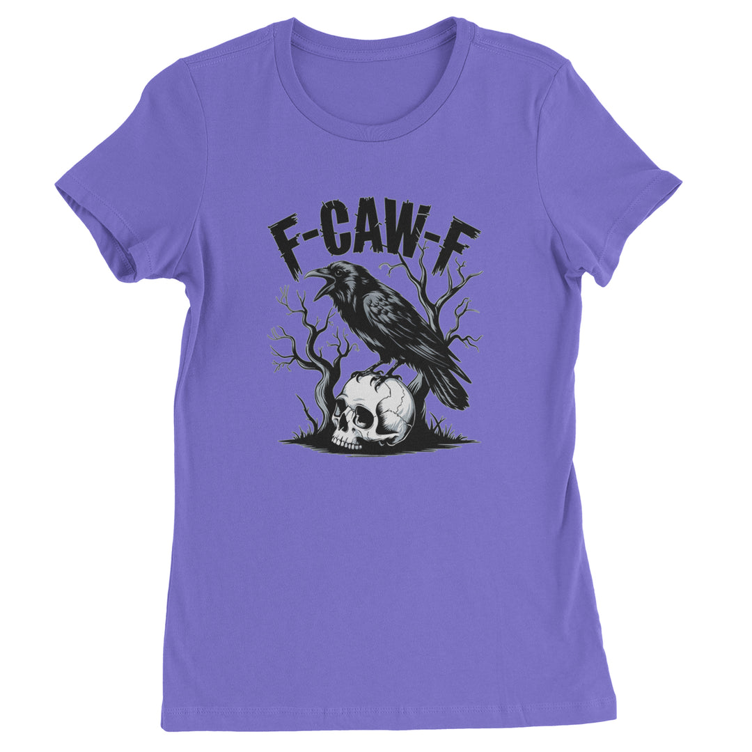 F-Caw-F Crow On Skull F-ck Off Gothic Womens T-shirt Purple