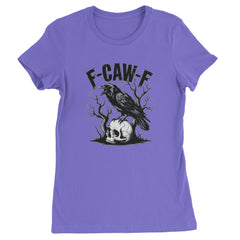 F-Caw-F Crow On Skull F-ck Off Gothic Womens T-shirt Purple