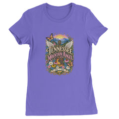 Tennessee Mountain Angel Wings Dolly Womens T-shirt Purple