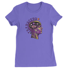 Psychedelic Cosmic Mushroom Head Womens T-shirt Purple