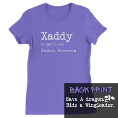 Xaddy Save A Dragon Ride A Wingleader Womens T-shirt Purple