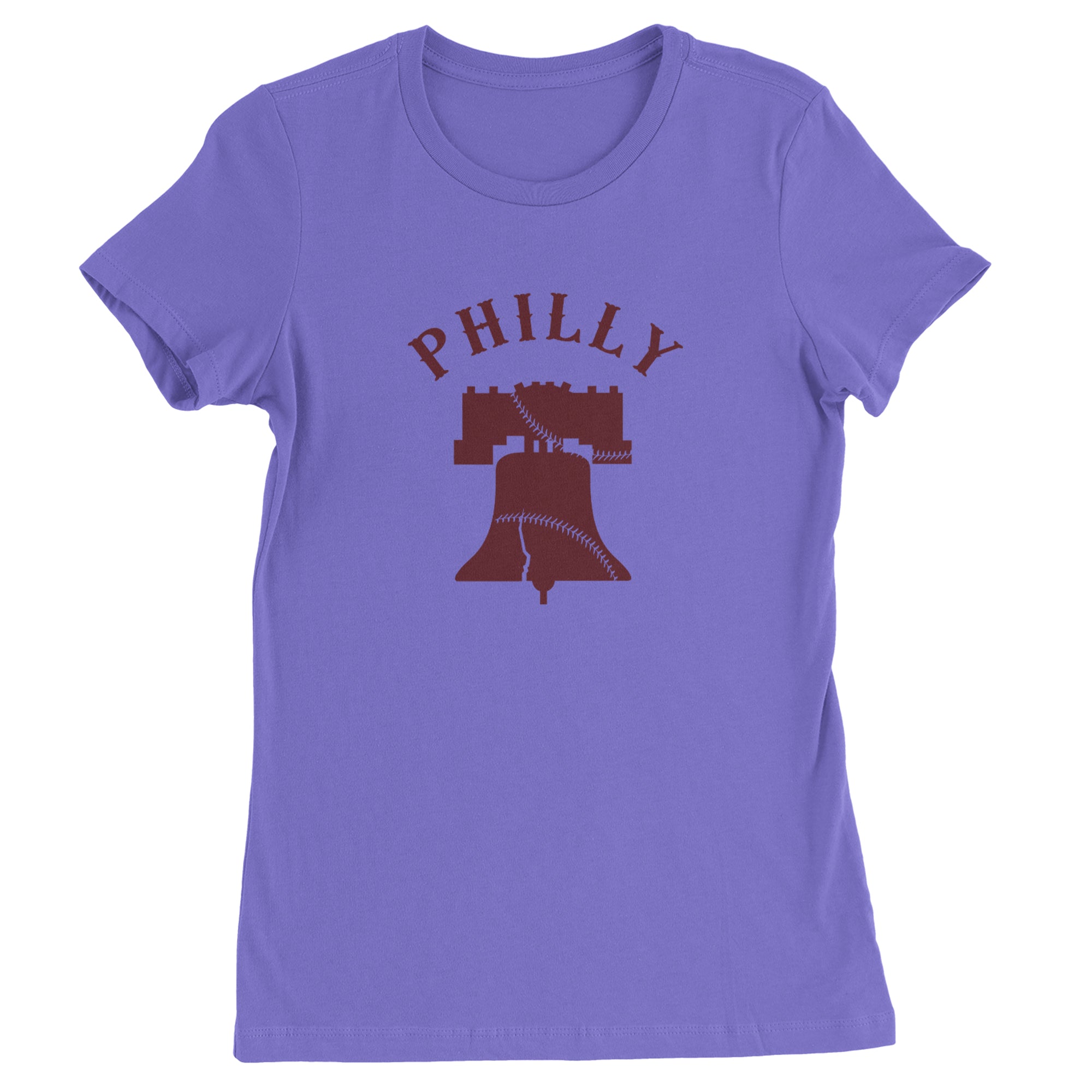 Philly Cracked Liberty Bell Womens T-shirt Purple