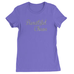 Beautiful Chaos Glitter Music Festival Womens T-shirt Purple