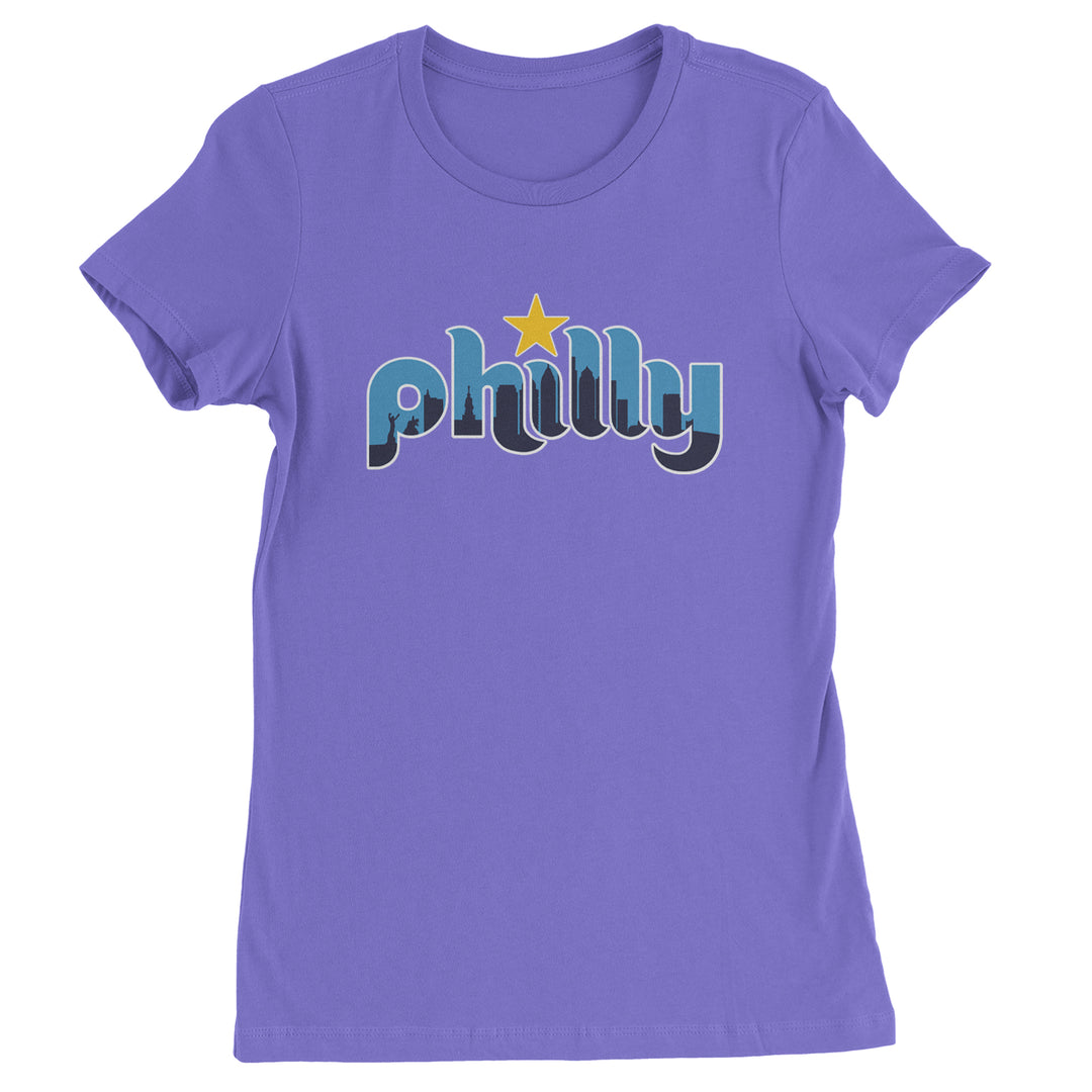 Skyline Philly Philadelphia Womens T-shirt Purple