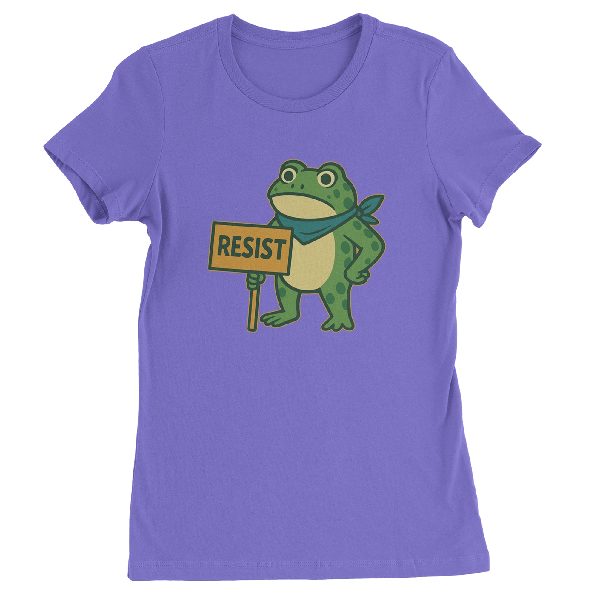 Sign Resist Meme Frog Protest Womens T-shirt Purple