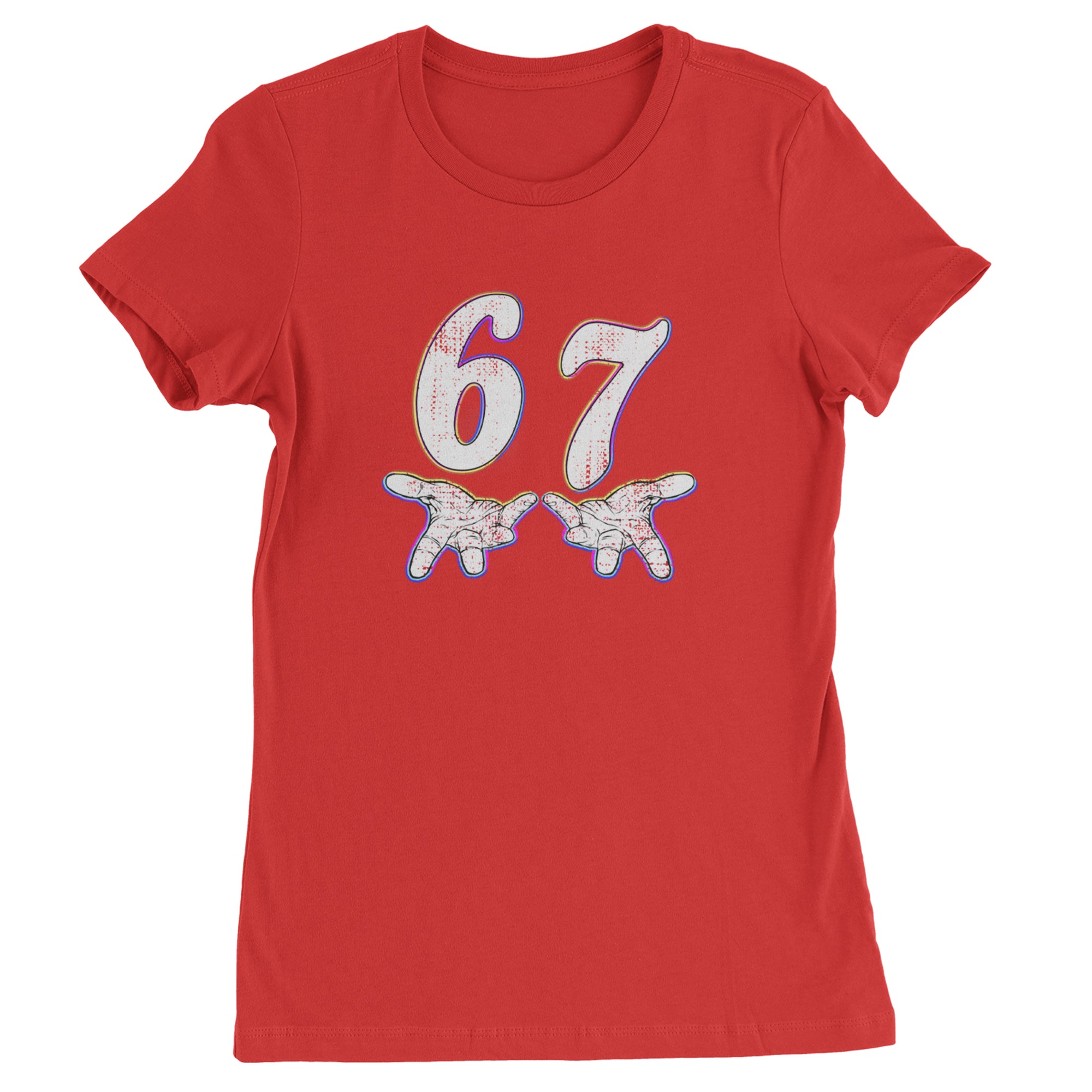 67 Hands Meme Viral Drill Womens T-shirt Red
