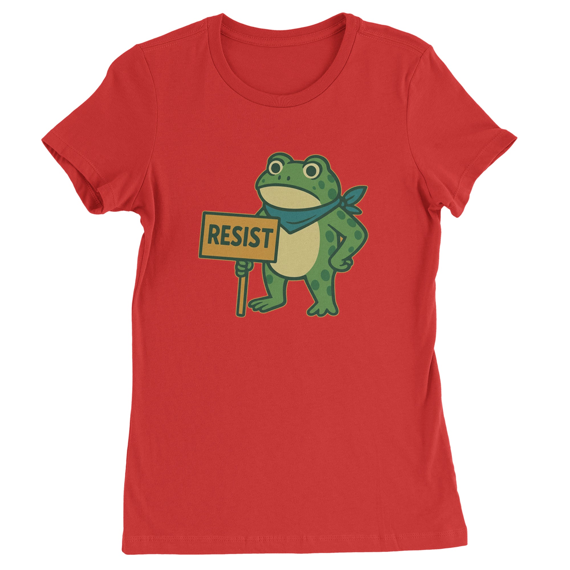 Sign Resist Meme Frog Protest Womens T-shirt Red