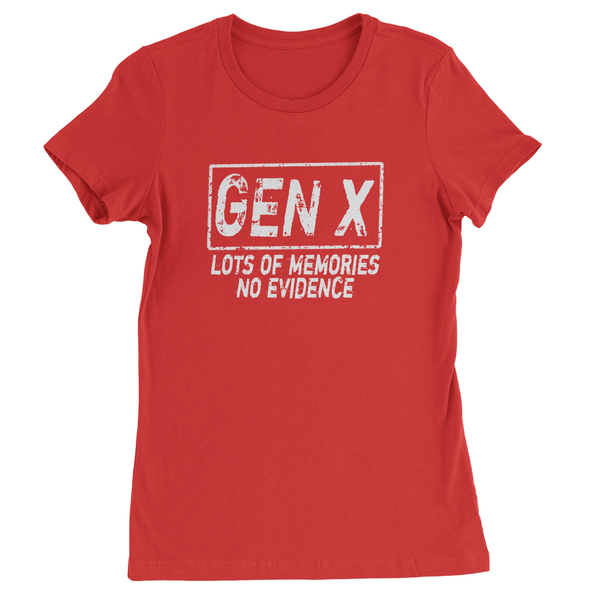 Gen X Lots of Memories No Evidence Nostalgia Womens T-shirt Red